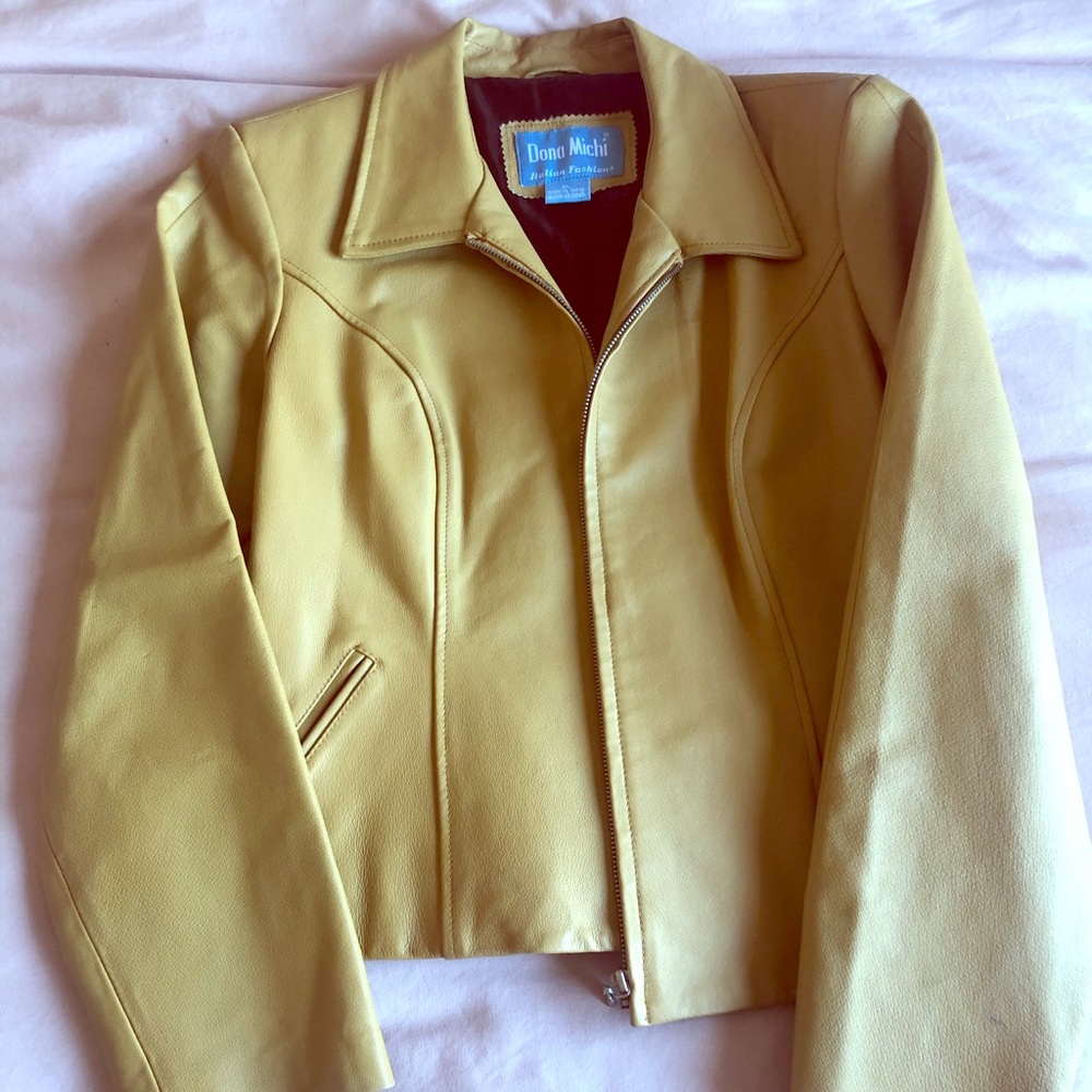 Dona Michi yellow leather jacket